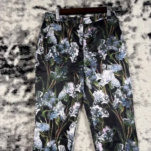 Asos‎ Pants Womens Size 4 Floral Straight Leg Polyester Hippie Career Flower - Picture 3 of 13